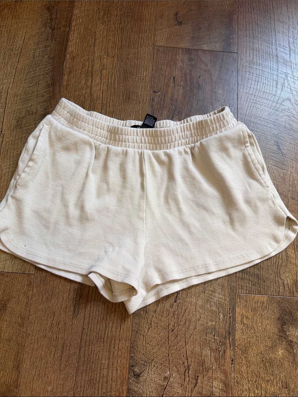 Forever 21 Cream Ribbed Lounge Shorts